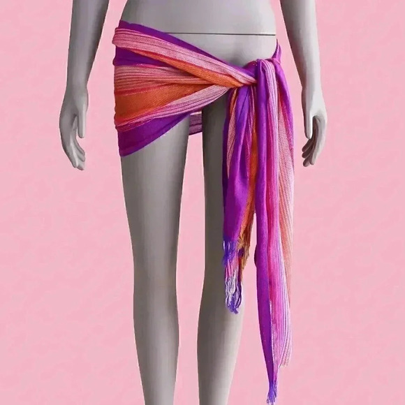Summer Purple Knitted Scarf Sarong Beach Cover Up One Size‎ Colorful Wrap Beach - Picture 1 of 3